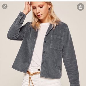 Blue corduroy shirt jacket